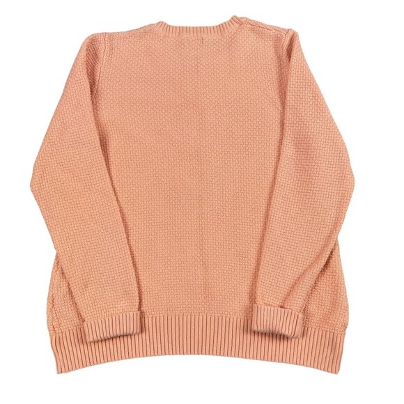 L.L. Bean Textured Woven Peach Cashmere Blend Cardigan Sweater Sz Large - Picture 2 of 4
